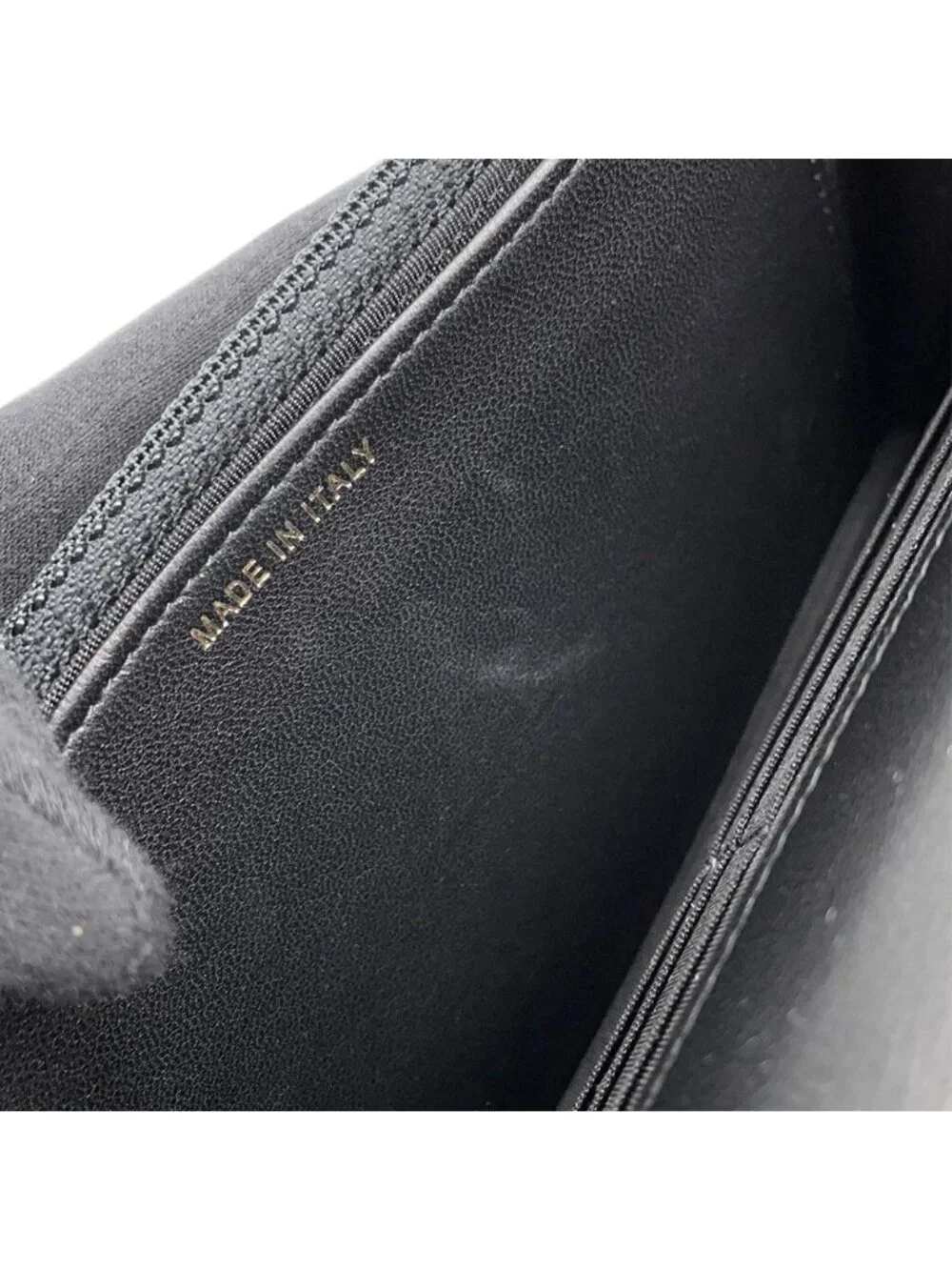 Chanel Chain Wallet CC Logo Faux Pearl Velour Black Shoulder Bag